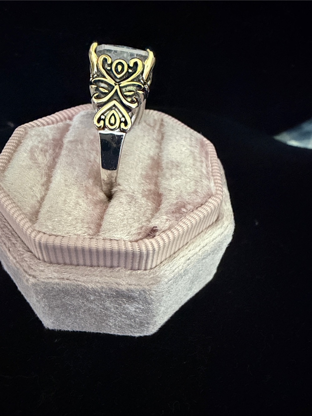 Clear Crystal Statement Ring in Silver and Gold-Tone - Picture 3 of 3